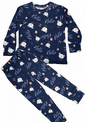 Пижама детская для девочек Roksana №1065/12004 р.98-104 синий с рисунком 