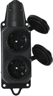 Колодка UP! (Underprice) с заземлением 2 гн. черный YK-402P-BK 