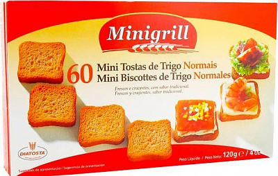 Тости пшеничні Diatosta - Industria Alimentar S.A. Minigrill 120 г (5601560111882)