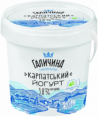 Йогурт Галичина Карпатский 3% без сахара 500 г 