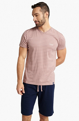 Пижама мужская Henderson 40661 WHIZ р. XXL рожевий з білим