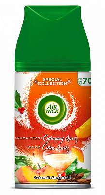 Сменный баллон для автоматического освежителя воздуха Air Wick Freshmatic согревающий цитрусовый шприц 250 мл