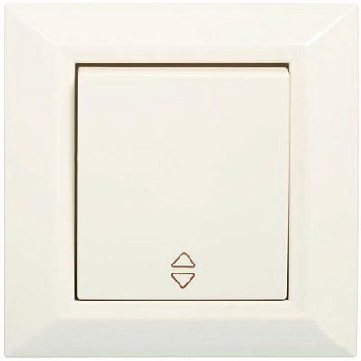 Вимикач прохідний одноклавішний UP! (Underprice) Vesta без підсвітки 10 А 220В кремовий