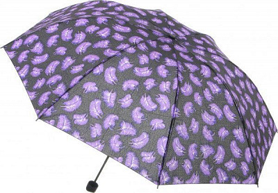 Зонт Перья, складной, полуавтомат фиолетовый 