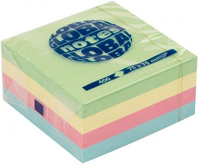 Бумага для заметок с липким слоем GN Cube 75x75 мм 400 шт. микс Global Notes
