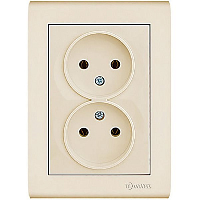 Розетка подвійна без заземлення Makel Manolya слонова кістка 41010017