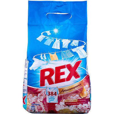 Пральний порошок універсальний Rex Ароматерапія з ефірними оліями та ароматом Квітучої сакури і Водяної лілії 2.4 кг