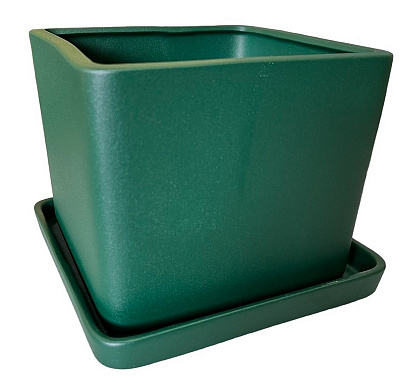 Горщик керамічний Оріана-Запоріжкераміка Квадрат №1 квадратний 13 л смарагдовий (064-1-027)