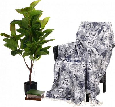 Плед дизайн 10 Рождественская коллекция 140x200 см голубой с принтом Ярослав 