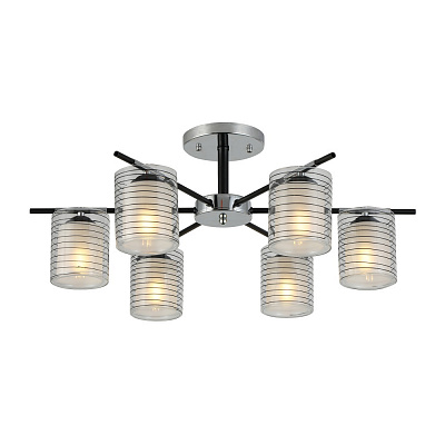 Люстра Miorro Bruno 670х265 мм металл/стекло 6x40 Вт E27 черный с серебристым 51-311-132