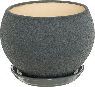 Горщик керамічний Оріана-Запоріжкераміка Куля шовк металік круглий 4,1л сірий (037-1-129)