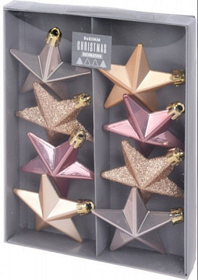 Набор елочных игрушек пластиковых Звездочки в ассортименте d60 мм 8 шт./уп. 