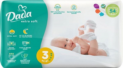 Підгузки Dada Extra Soft 3 Midi 4-9 кг, 54 шт.