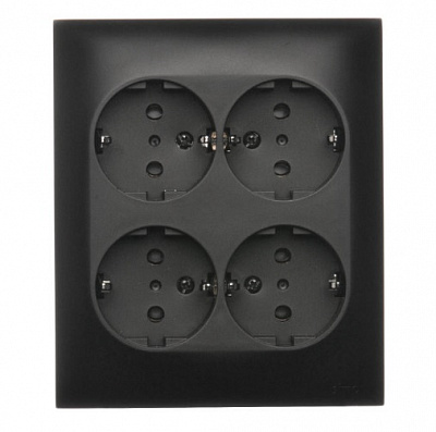Розетка четверна із заземленням Simon Aquaclick IP20 чорний матовий ACGSZN4/49