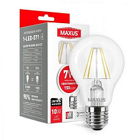Лампа светодиодная Maxus 1-FIL-571 A60 7 Вт E27 3000 К 220 В прозрачная 