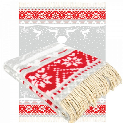 Плед хлопковый Рождественская колекция 4 140x200 см серый с красным Ярослав 