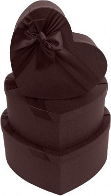 Коробка подарункова Серце коричневе з бантиком 3365-3 30.8x28x11.7 см