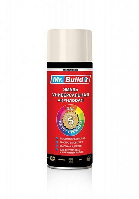 Эмаль аэрозольная Mr.Build универсальная акриловая RAL 9001 кремово-белый глянец 400 мл