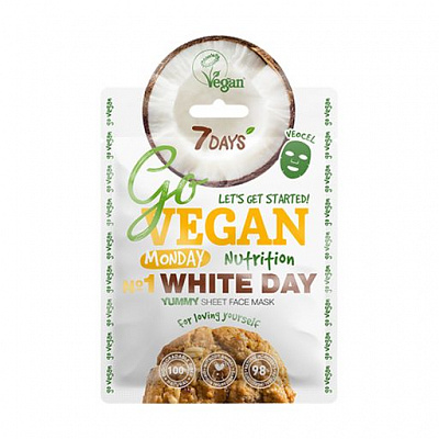 Маска тканинна для обличчя 7 DAYS Monday WHITE DAY GO VEGAN 25 г