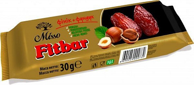 Снеки Misso Fitbar Фінік+Фундук 30 г
