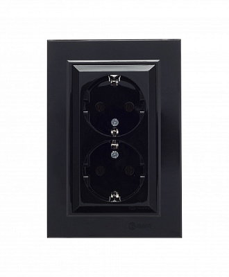 Розетка 2 с заземлением Makel Karea IP20 черный глянец 56111082