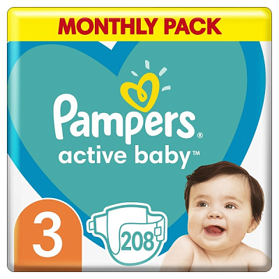 Подгузники Pampers Active Baby 3 6-10 кг 208 шт.