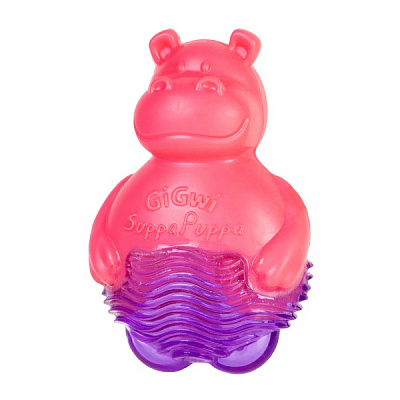 Игрушка для собак GiGwi Бегемотик с пищалкой розовый Suppa Puppa 9 см