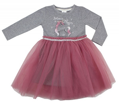Платье Luna Kids с фатином р.122 серый меланж/розовый 