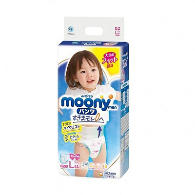 Подгузники-трусики Moony для девочки (L) 9-14 кг 44 шт.