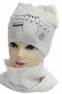 Комплект шапка + снуд для девочек Kraft+ р.50-52 молоко 2093 