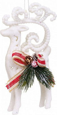 Декоративная подвеска Олень с декором 16 см HFF2021W белый