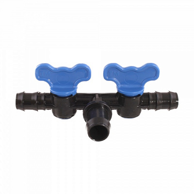 Кран проходной двойной для капельной трубки Sertsan 16x16x16