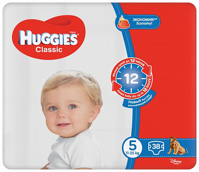 Підгузки Huggies Classic (5) jumbo 11-25 кг 38 шт.