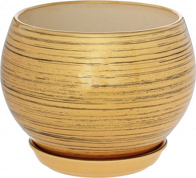 Горшок керамический Ориана-Запорожкерамика глянец золотисто-черный круглый 4,1л золотистый (037-1-140) 