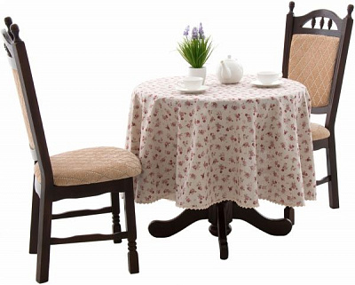 Скатерть Red Rose с кружевом круглая d200 Прованс 