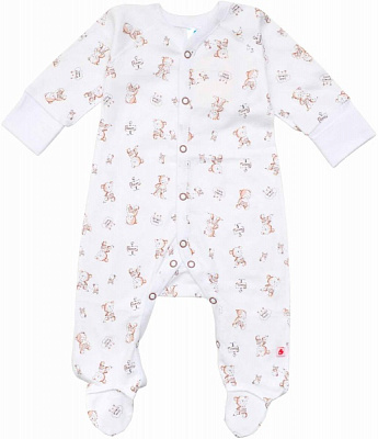 Комбинезон Minikin коричневый мишка р.86 белый 198050386 