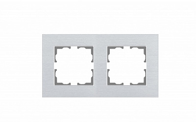 Рамка двухместная HausMark Stelo универсальная алюминий 501-6244-147