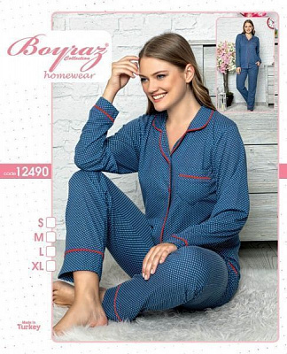 Пижама женская Бойраш мелкий горошек р. L синий 12490 