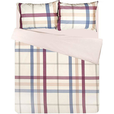 Комплект постельного белья полуторный Ibodo Клетка бордо