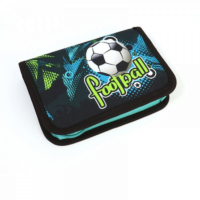 Пенал школьный Футбол Lider черный с бирюзовым