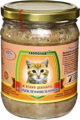 Корм Леопольд М'ясний делікатес із серцем, печінкою та куркою 500 г
