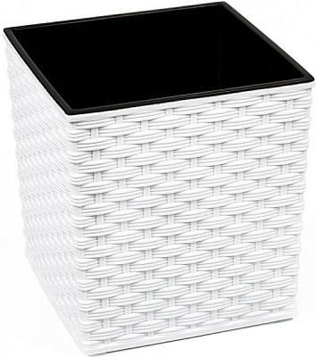 Горшок Lamela Юка 400 ротанг квадратный белый 