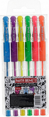 Набор ручек гелевых Nota Bene цветные неоновые 6 шт 