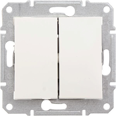 Переключатель двухклавишный Schneider Electric Sedna 10 А 250В IP20 кремовый SDN0600123