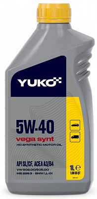 Моторна олива HC-гідрокрекінг YUKO Vega Synt 5W-40 1 л
