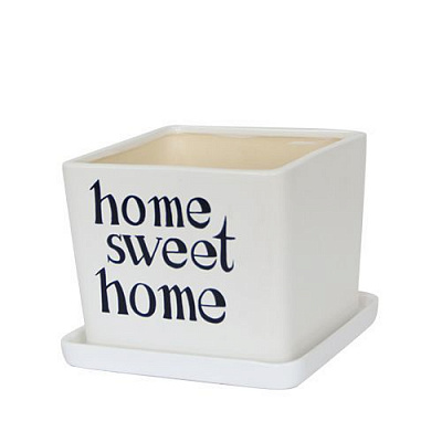 Горщик керамічний Оріана-Запоріжкераміка Sweet Home №3 квадратний 2л білий