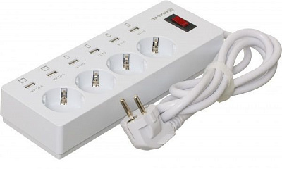 Фильтр-удлинитель REAL-EL с заземлением 4 гн. белый 1,8 м RS-4F Charge 6, 1.8m, white (R 