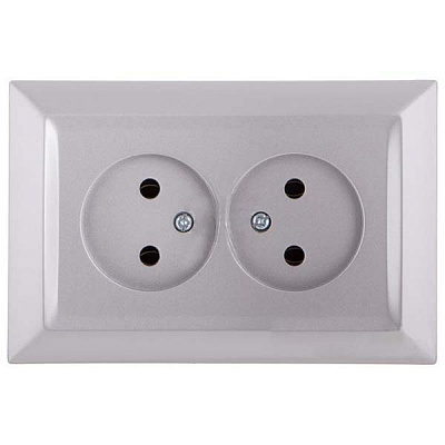 Розетка двойная Underprice Vesta серебро