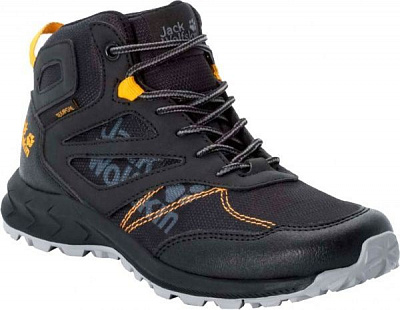 Ботинки Jack Wolfskin WOODLAND TEXAPORE MID K 4042151-6055 р. EUR 34 черныйжелтый