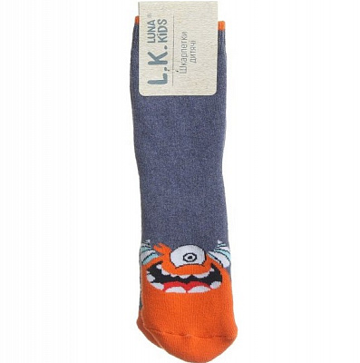 Носки детские Luna Kids № 6. Монстр 331008 р.16–18 темно-синий с оранжевым 
